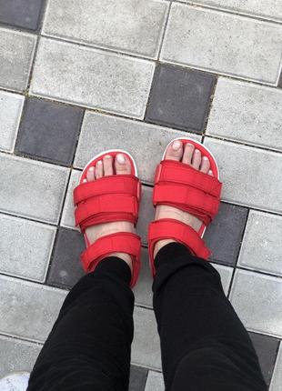 Adidas женские сандалии адидас красный цвет (36-37)💜9 фото