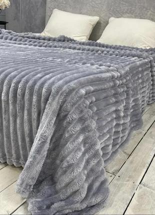 Плед в полоску шарпей полуторный размер 150 х 200 см цвет серый