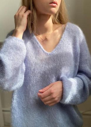 Базовый свитер оверсайз из кид мохера на шёлке9 фото
