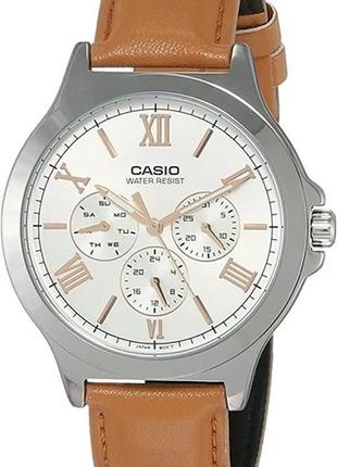 Мужские часы casio lady classic mtp-v300l-7a2udf, коричневые с серебристым