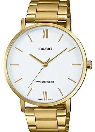 Чоловічий годинник casio classic mtp-vt01g-7budf, золотий з білим
