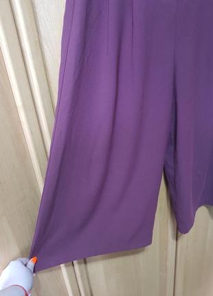 Легкие летние юбка-брюки, кюлоты, широкие укороченные бордово-сливовые штаны4 фото
