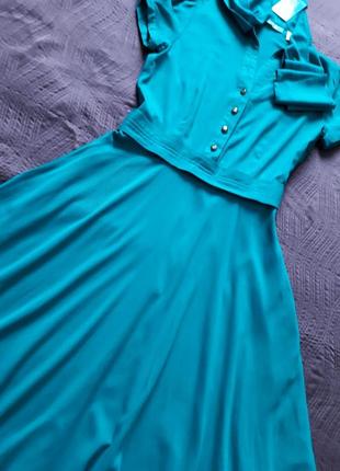 Очень красивое платье бирюзового цвета5 фото