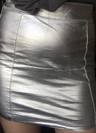 Серебряная юбка stradivarius3 фото