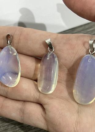 Лунный камень опал кулон природной формы на шнурочке - оригинальный подарок парню,...