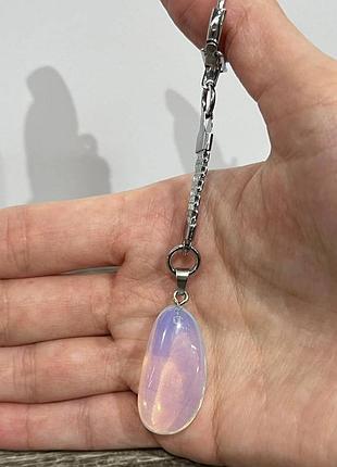 Лунный камень опал кулон природной формы на шнурочке - оригинальный подарок парню,...