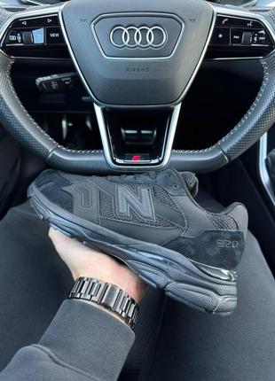 Чоловічі замшеві кросівки new balance 920 all black, кеди нью беленс чорні. чоловіче взуття