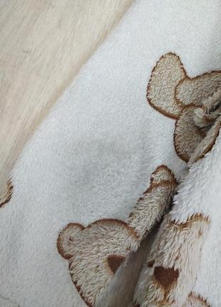 Халат для девочки махровый с капюшоном коричнево белый с принтом мишки размер 116 (6 лет)8 фото