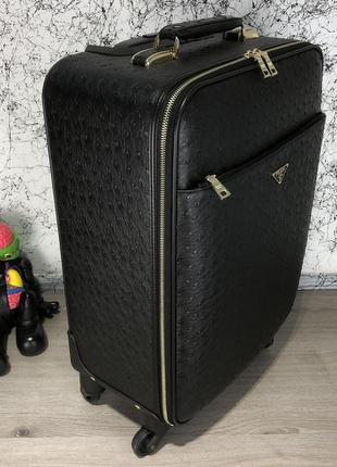 Дорожный чемодан prada rolling luggage ostrich 55 black женский / мужской3 фото