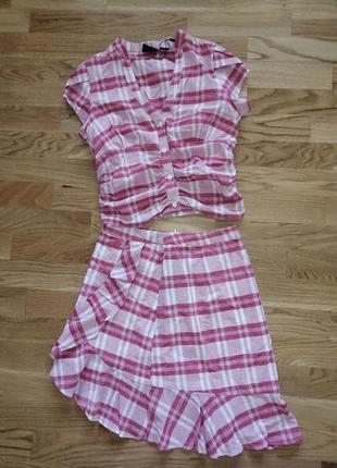 Літній костюм блузка/футболка і спідниця only