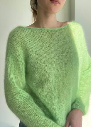 Базовий светр оверсайз з кід мохера на шовку1 фото