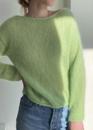 Базовий светр оверсайз з кід мохера на шовку3 фото