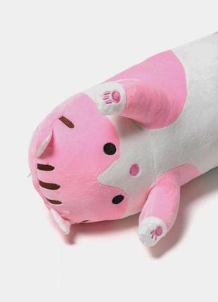 Іграшка обіймашка кіт батон, м'яка іграшка антистрес, подушка обіймашка, 70 см, рожевий5 фото