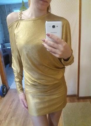 Стильне золоте блискуче плаття2 фото