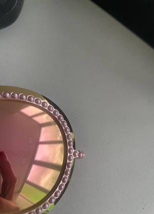Солнцезащитные зеркальные розовые очки chanel (шанель)3 фото