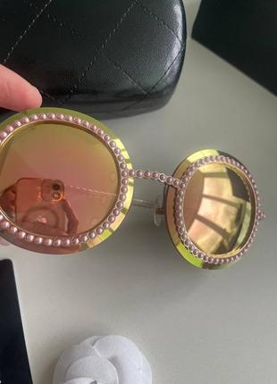 Солнцезащитные зеркальные розовые очки chanel (шанель)7 фото