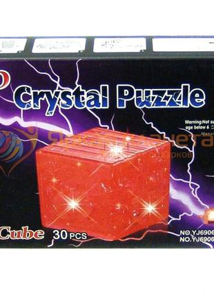 Пазлы 3d пластиковые, кристаллические "куб" красное развивает мелкую моторику пазлы 30 шт