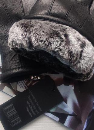 Шкіряні зимові чоловічі рукавички з оленячої шкіри, підкладка хутро, румунія3 фото