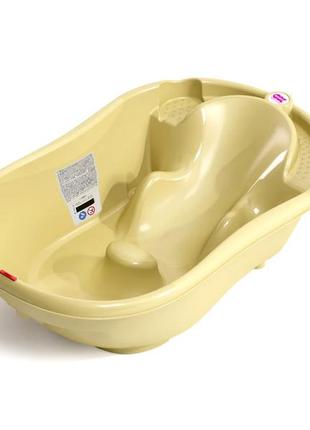 Ванночка дитяча з анатомічною гіркою та термодатчиком ok baby onda, колір жовтий (38231300)
