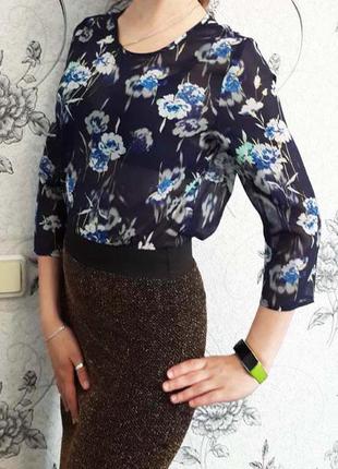 Красивая легкая блузка шифоновая в цветы свободного кроя от new look1 фото