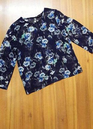 Красивая легкая блузка шифоновая в цветы свободного кроя от new look3 фото