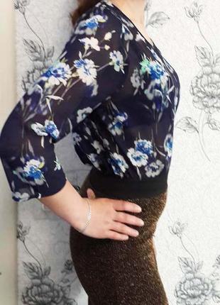 Красивая легкая блузка шифоновая в цветы свободного кроя от new look4 фото