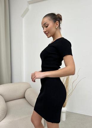 Базовое платье, р.уни, рубчик, черный5 фото