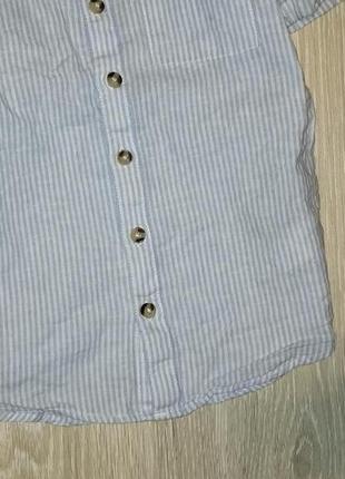 Льняная рубашка, шведка с воротом стойкой f&amp;f на 5-6 лет3 фото