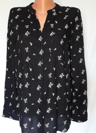 Черная вискозная блуза  primark (размер 12-14)