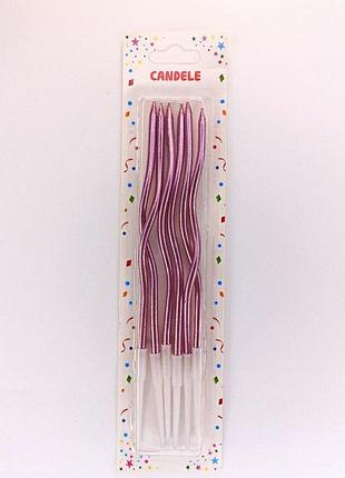 Набір свічок для торта "коктейльний 12см", золото рожеве, 6шт/уп y-1 rose gold knz