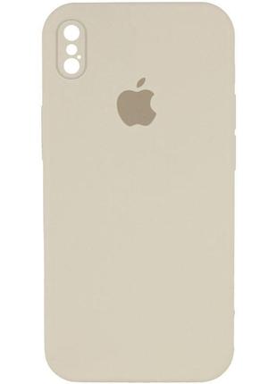 Уценка чехол silicone case square full camera protective (aa) для apple iphone xs / x (5.8") дефект паковання/ бежевий/antigue white