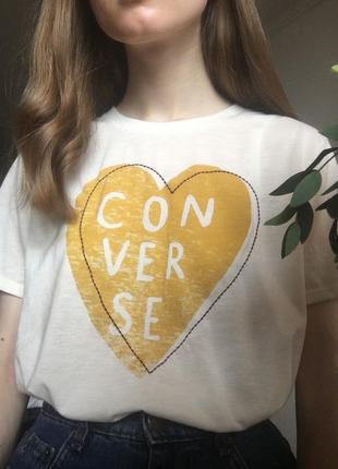 Бежевая прозрачная футболка converse размер м1 фото
