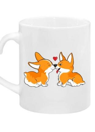 Чашка сердце любовь и corgi