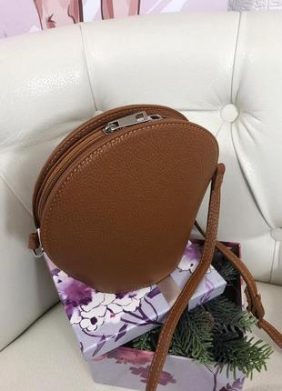 Карамельна шкіряна сумка кроссбоди італія сумка колір кемел1 фото