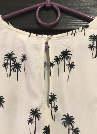 Летняя блуза нежная пальмы футболка беж  h&m нарядная5 фото
