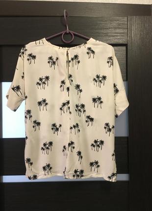 Летняя блуза нежная пальмы футболка беж  h&m нарядная4 фото
