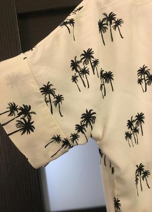 Летняя блуза нежная пальмы футболка беж  h&m нарядная3 фото