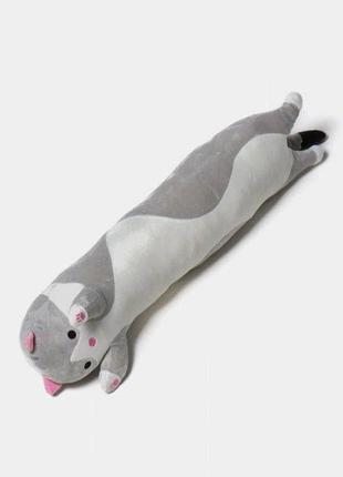 Іграшка обіймашка кіт батон, м'яка іграшка антистрес, подушка обіймашка, 70 см, сірий6 фото