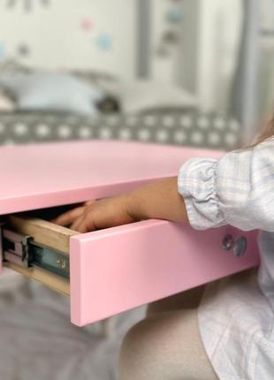Дитячий столик і стільчик рожевий. столик із шухлядою для олівців і розмальовок2 фото