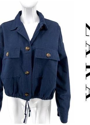 Zara куртка  бомбер карго zara темно-синяя-0327/2067 фото