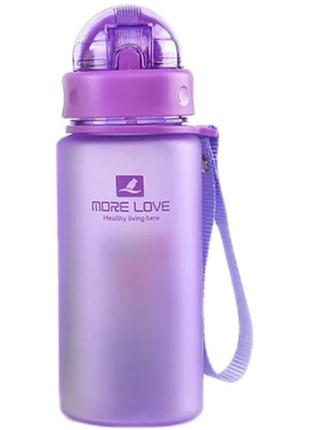 Бутылка для воды casno 400 мл mx-5028 more love фіолетова з соломинкою (mx-5028_violet)