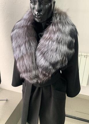 Женское пальто с натуральным мехом чернобурки с 42 по 563 фото