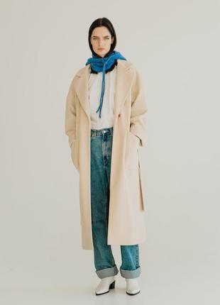 Женское пальто-халат season грэйс молочного цвета4 фото