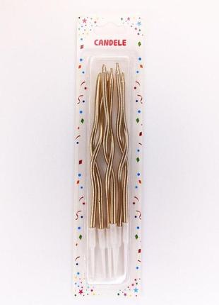 Набор свечей для торта "коктейльный 12см", золото, 6шт/уп y-1 gold knz