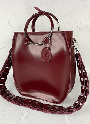 Оригинальная сумка из натуральной кожи, бордовая 1710