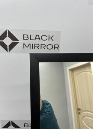 Підлогове дзеркало в повний зріст 173х53 black mirror у вузькій чорній рамі в спальню2 фото