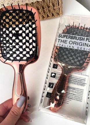 Гребінець хромований для волосся "super brush" рожевий у коробці