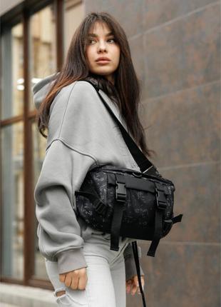 Велика жіноча поясна сумка бананка sambag dynamicdart чорний принт