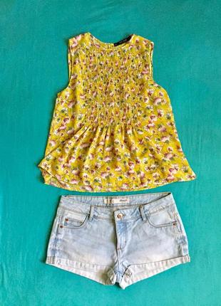 Комплект шорти джинси і майка zara квітковий принт