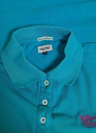 Стильная футболка поло голубого цвета hilfiger denim made in india, молниеносная отправка5 фото